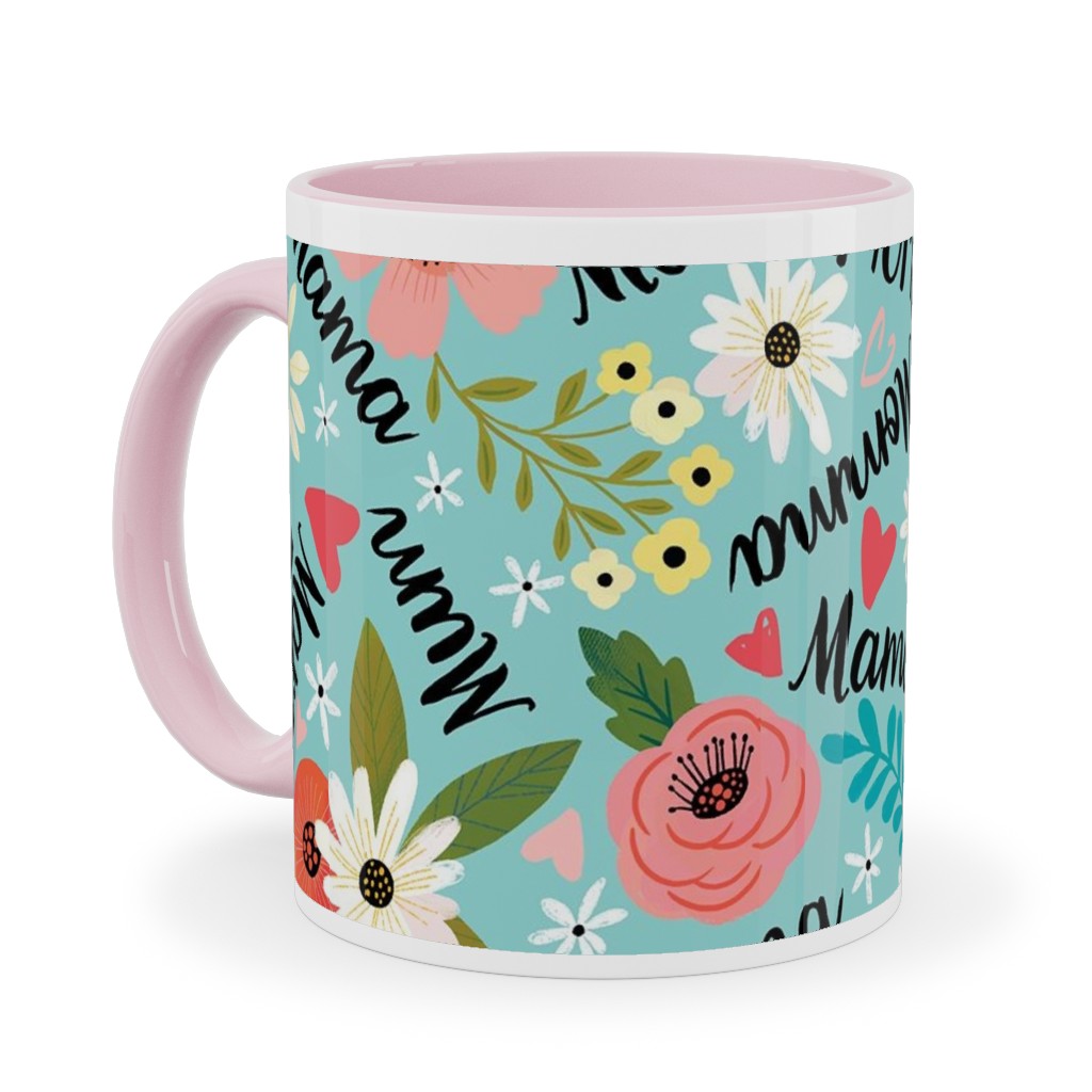 Mom's the Word - Multi Ceramic Mug, Pink, , 11oz, Blue, True Blue