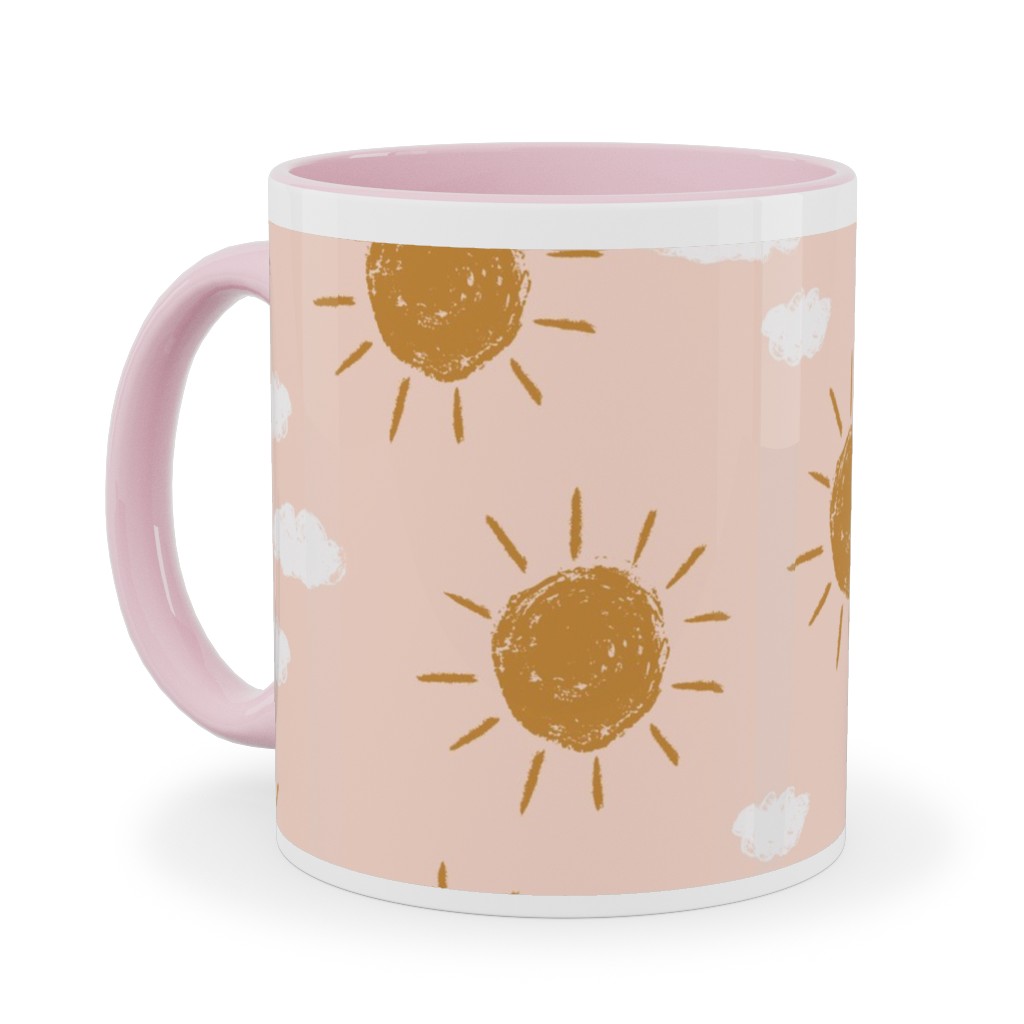 Little Golden Sun - Pink Ceramic Mug, Pink, , 11oz, Pink, Bright Pink