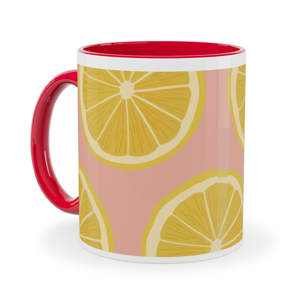 Lemon - Pink Ceramic Mug, Red,  , 11oz, Pink
