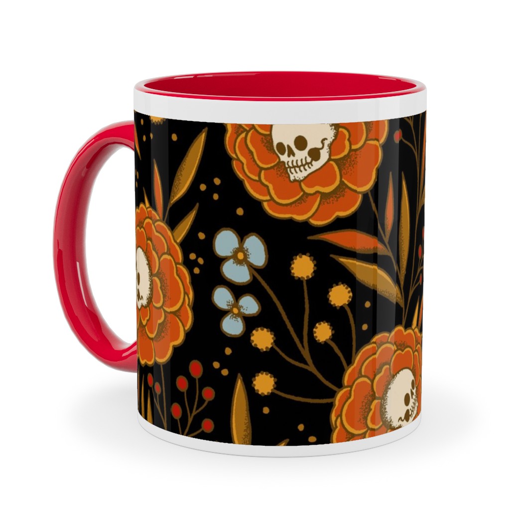 Halloween Floral - Multi Ceramic Mug, Red, , 11oz, Multicolor