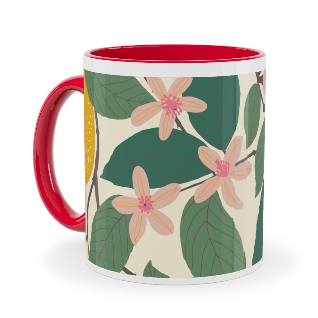 Lemon Tree - Yellow Ceramic Mug, Red,  , 11oz, Yellow