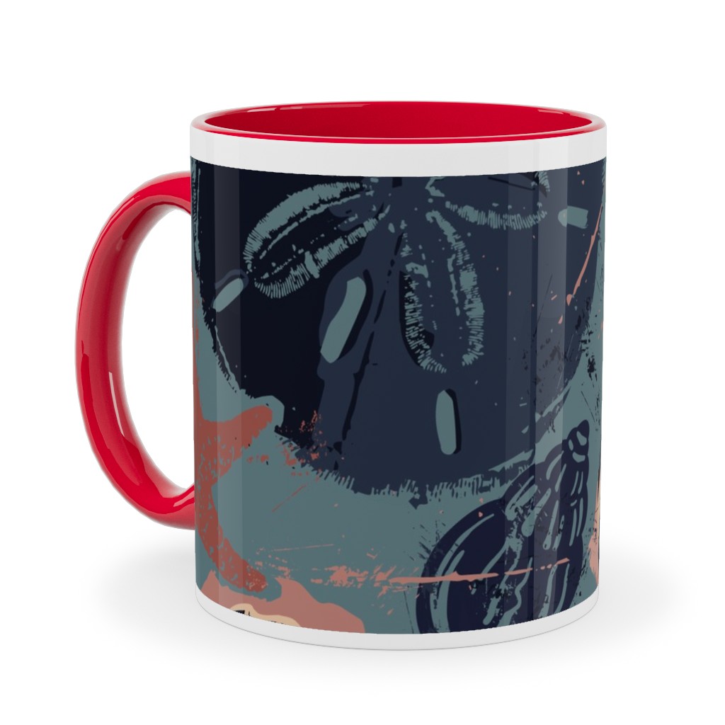 Seashells Ceramic Mug, Red, , 11oz, Multicolor, Metal