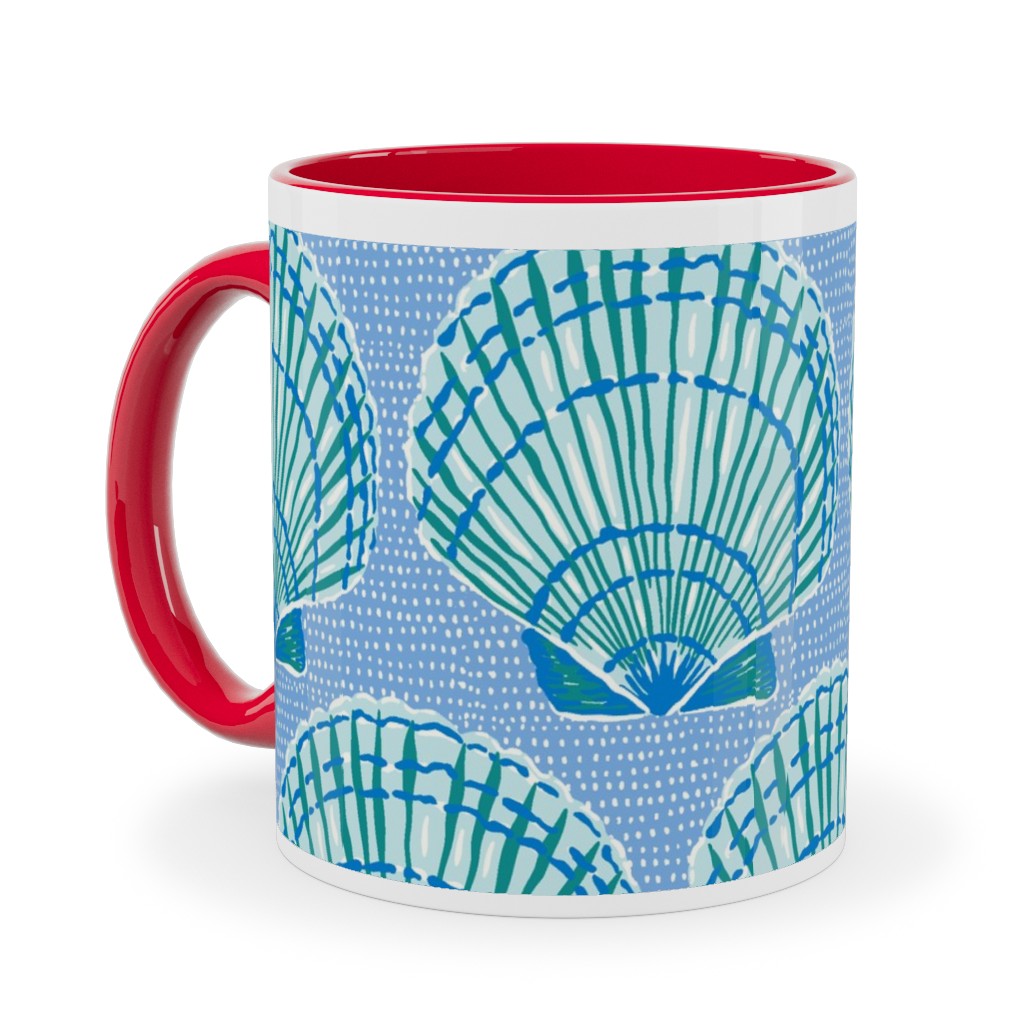 Clams - Blue Ceramic Mug, Red,  , 11oz, Blue