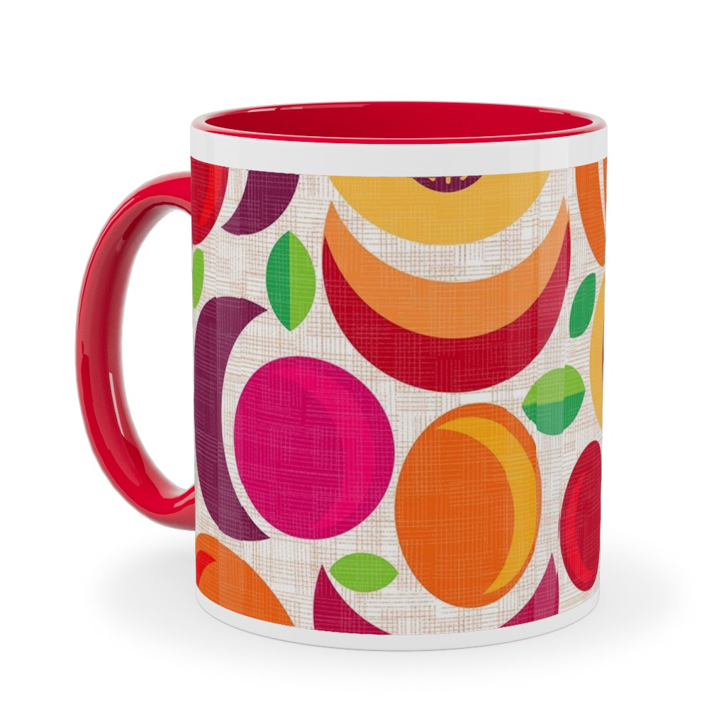 Plum Peach Perfection - Multi Ceramic Mug, Red, , 11oz, Orange, Orange