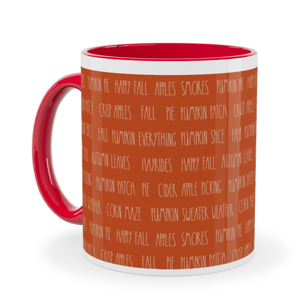 Fall Fun Typography - Orange Ceramic Mug, Red, , 11oz, Orange, Orange