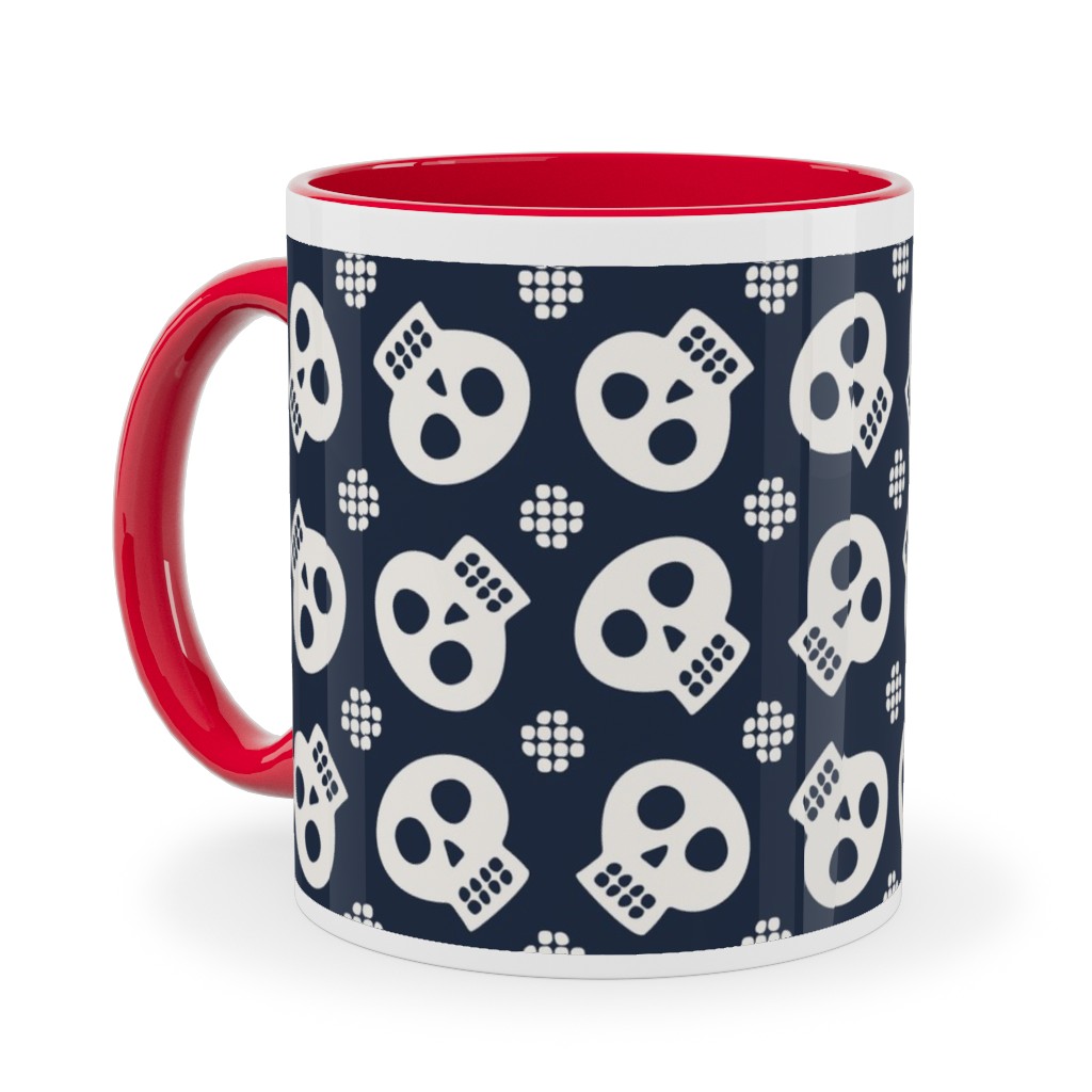 Halloween Skulls Ceramic Mug, Red,  , 11oz, Black