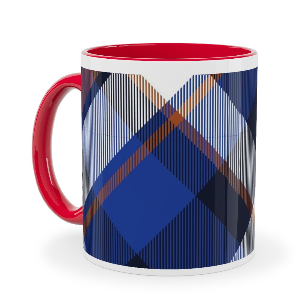 Cora's Plaid - Blue Ceramic Mug, Red,  , 11oz, Blue