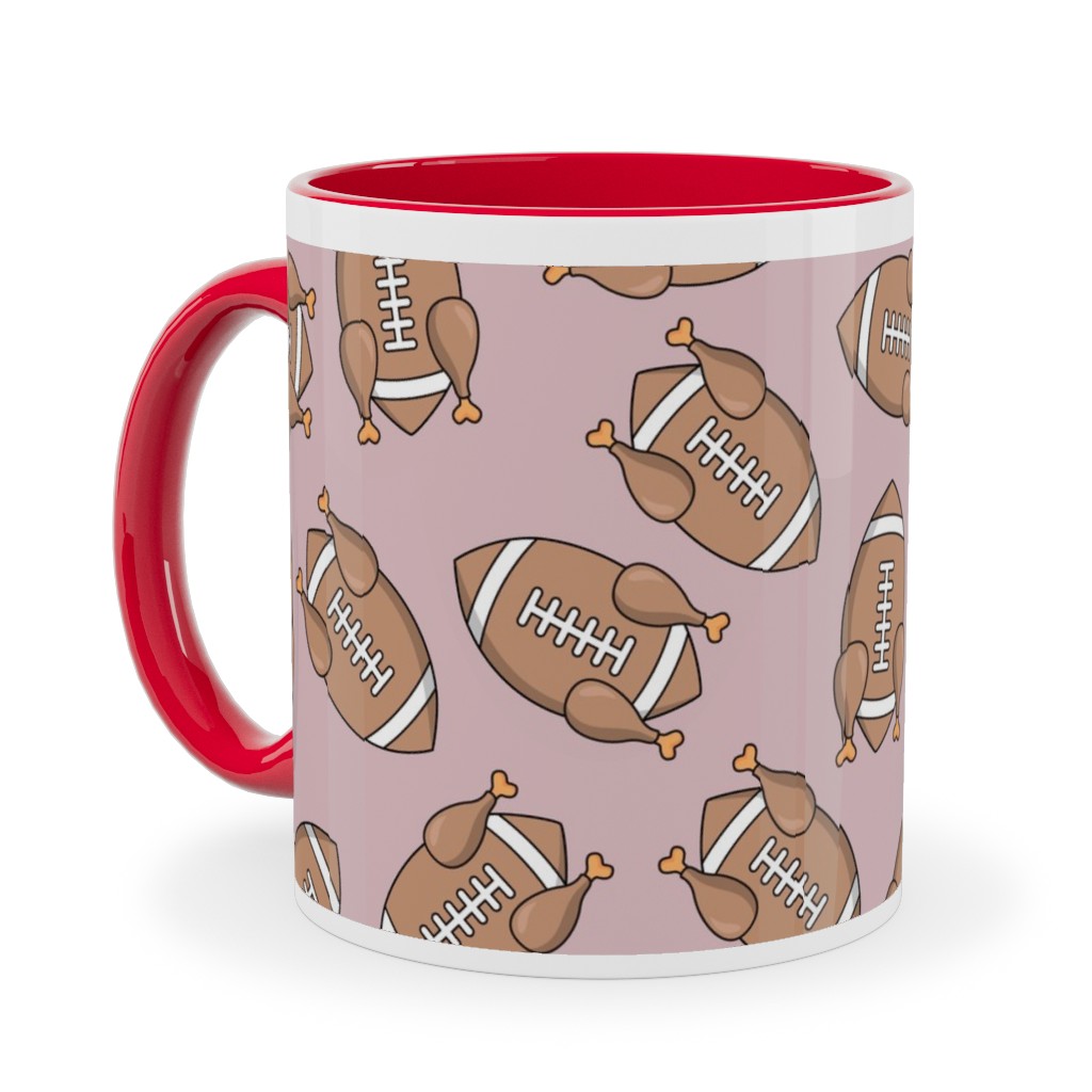 Turkey Football Ceramic Mug, Red, , 11oz, Orange, Rye