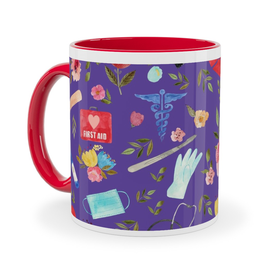Love To Care Ceramic Mug, Red, , 11oz, Purple, Hyacinth