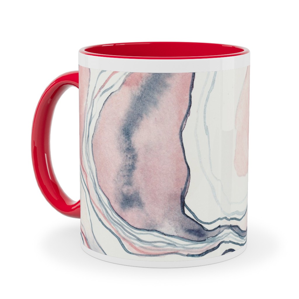 Watercolor Marble Ceramic Mug, Red,  , 11oz, Pink