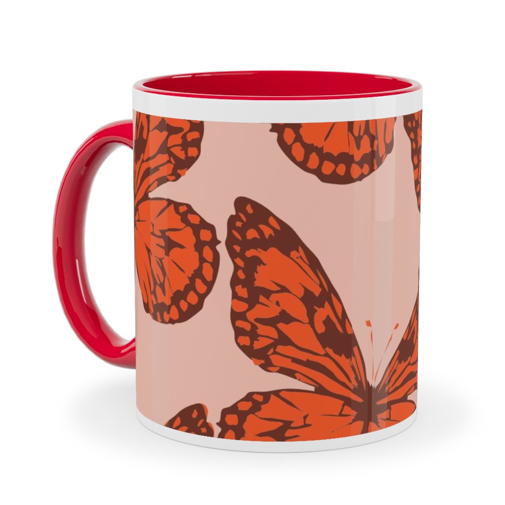 Butterfly Ceramic Mug, Red, , 11oz, Orange, Fawn