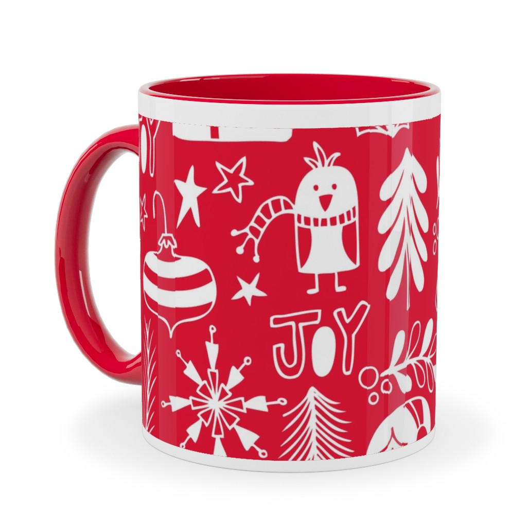 Peace & Joy Christmas - Red Ceramic Mug, Red,  , 11oz, Red