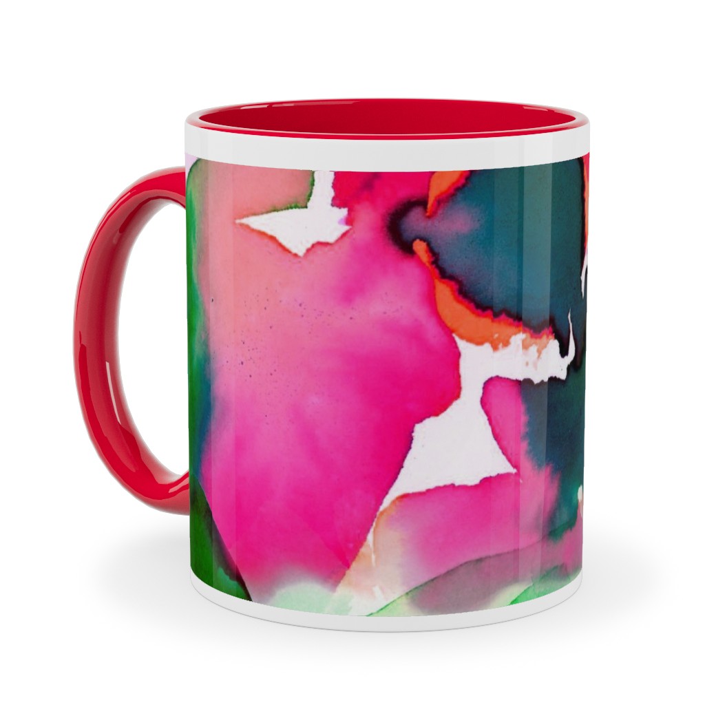 Abstract Flora Watercolor - Multi Ceramic Mug, Red, , 11oz, Multicolor