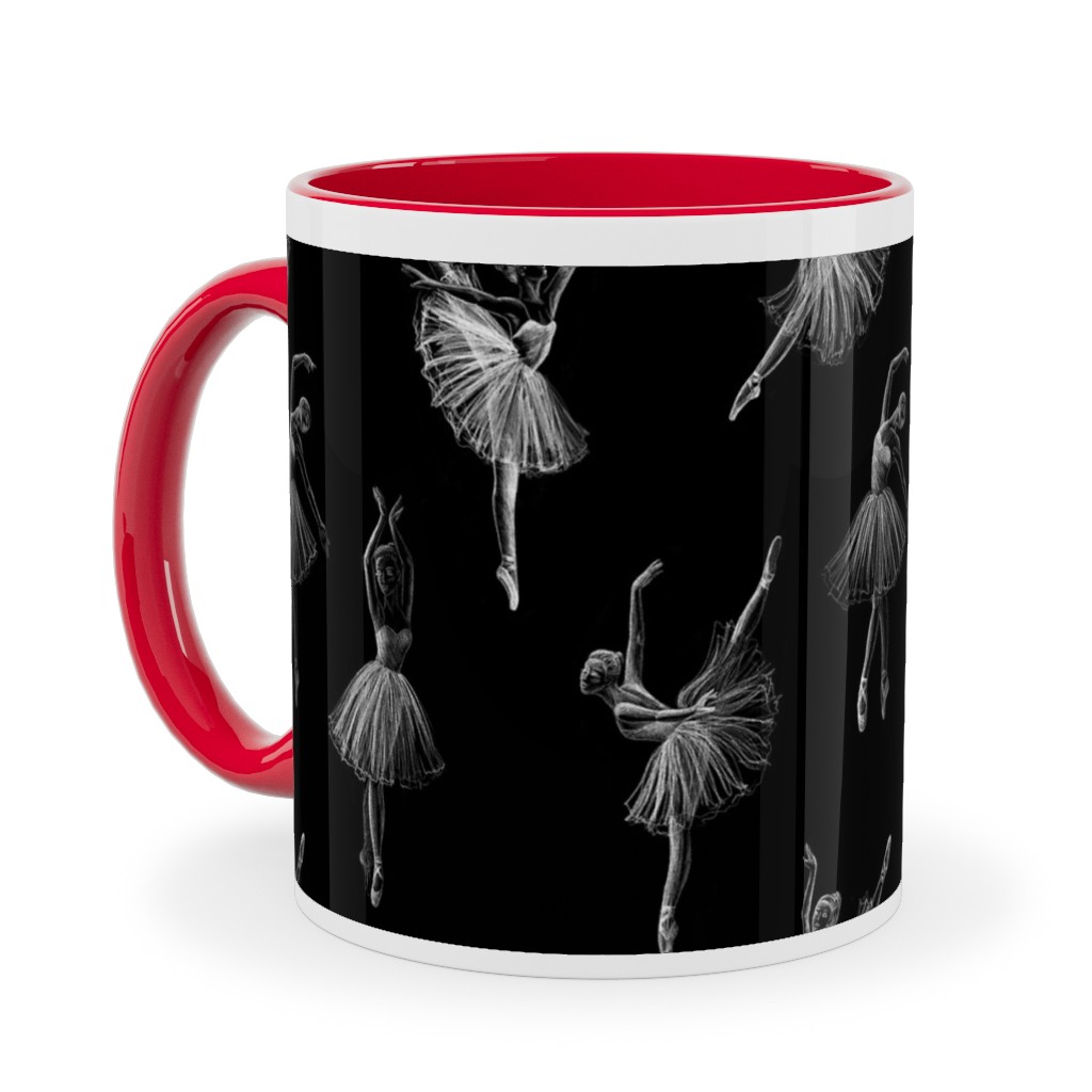 Ballerinas Ceramic Mug, Red, , 11oz, Black, Black