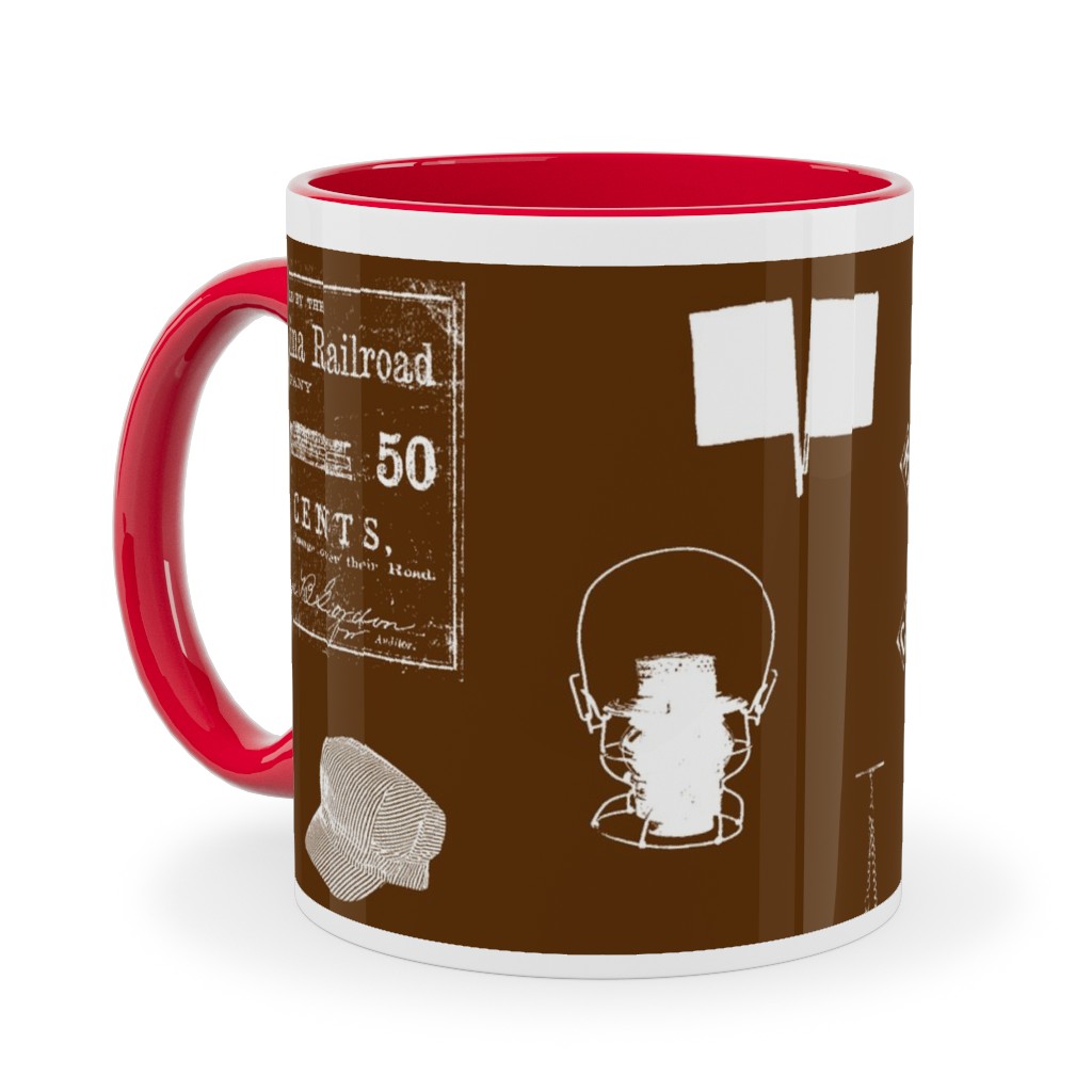 Railroad Ceramic Mug, Red, , 11oz, Brown, Chocolate