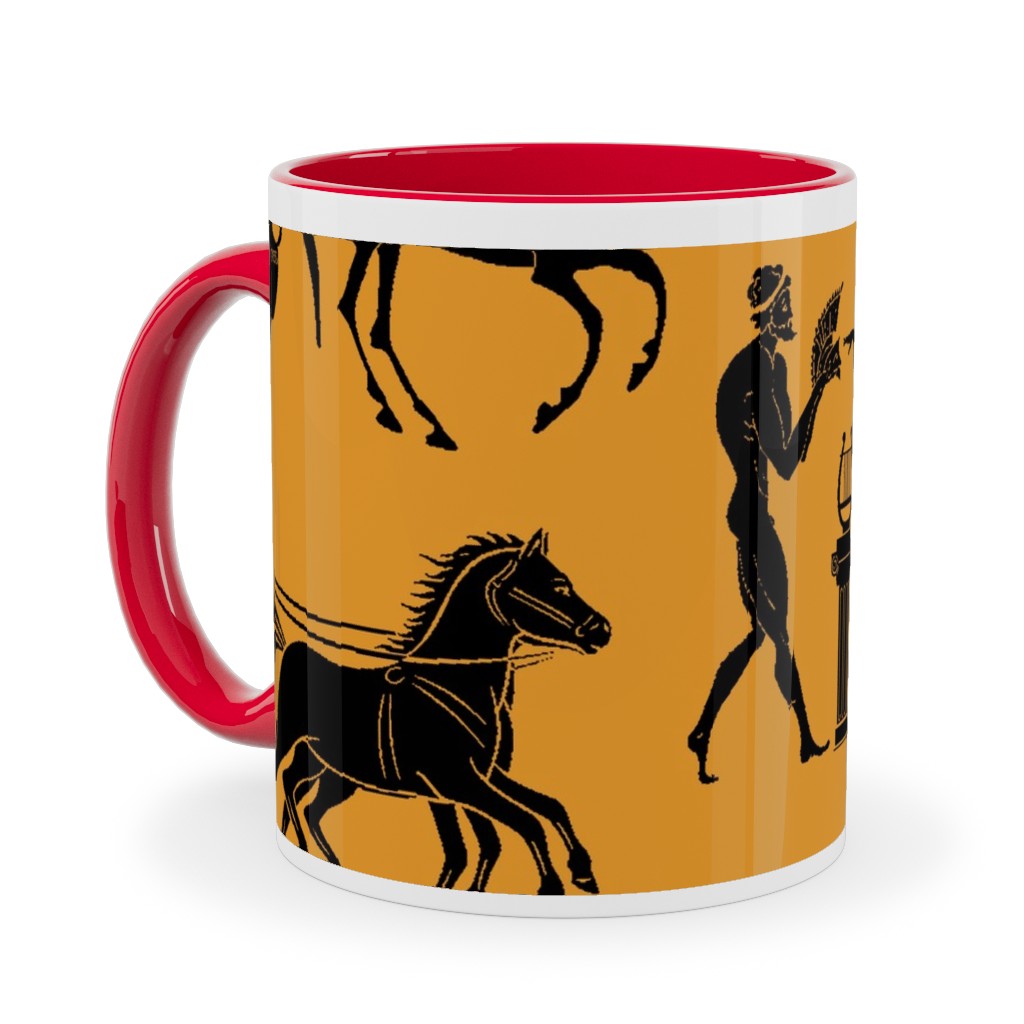 Greek Figures Ceramic Mug, Red, , 11oz, Orange, Satsuma