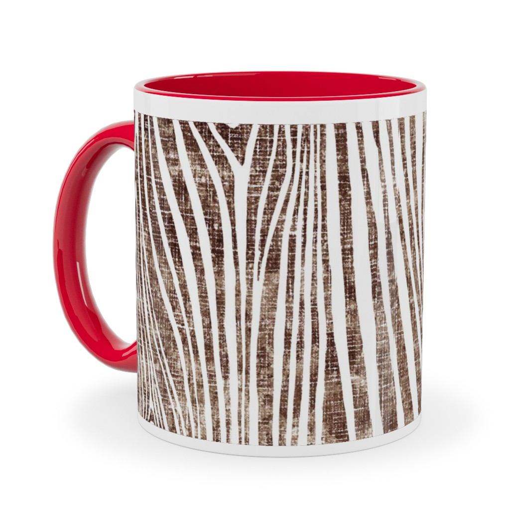 Woodgrain Driftwood Ceramic Mug, Red, , 11oz, Brown, Cafe