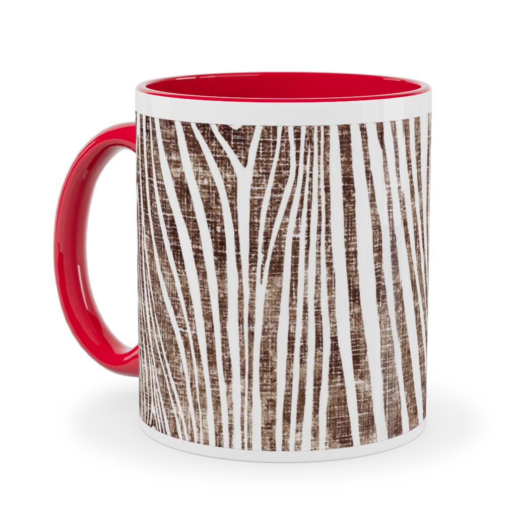 Woodgrain Driftwood Ceramic Mug, Red,  , 11oz, Brown