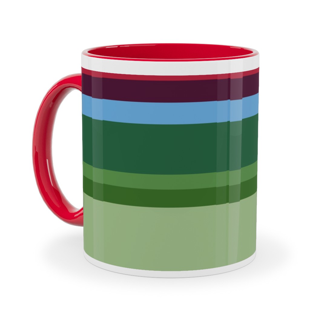 Rainbow Stripe Ceramic Mug, Red,  , 11oz, Multicolor