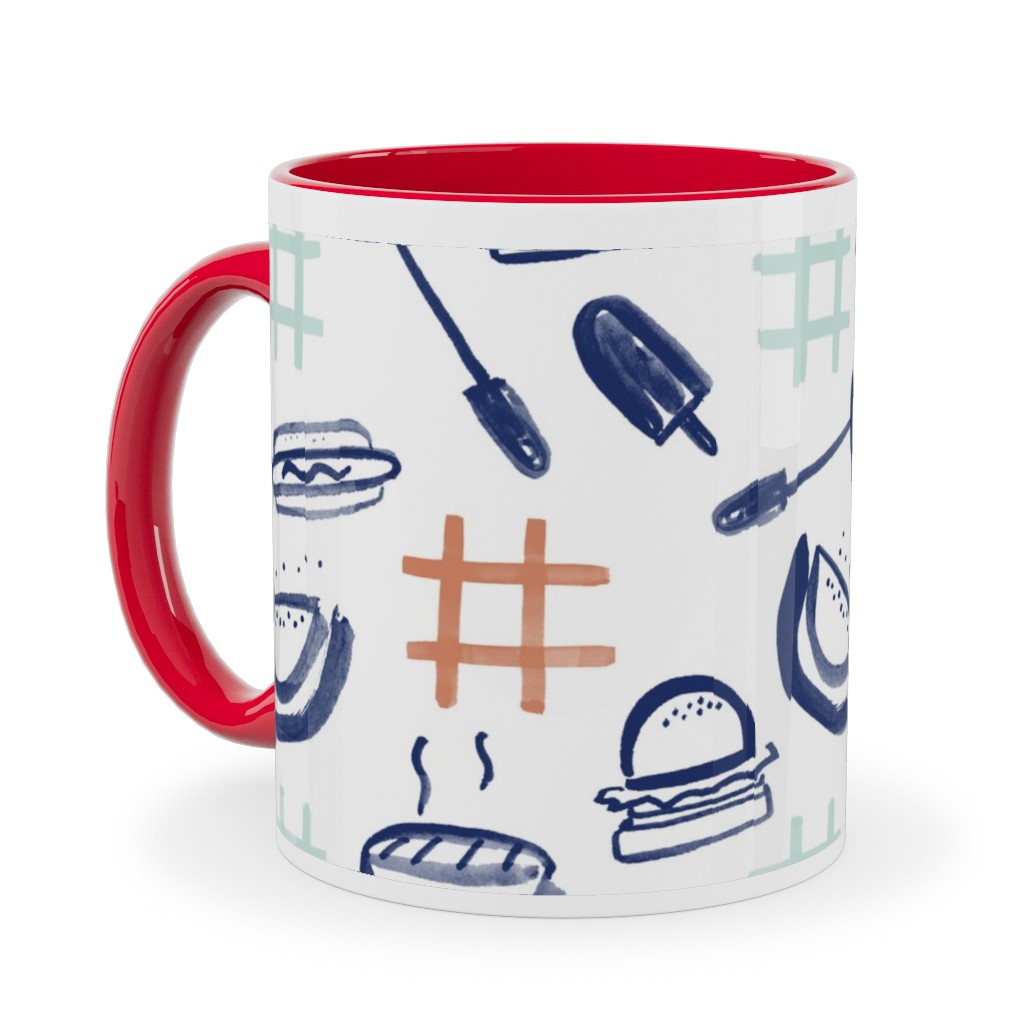 Summer Cookout Ceramic Mug, Red, , 11oz, Blue, True Blue