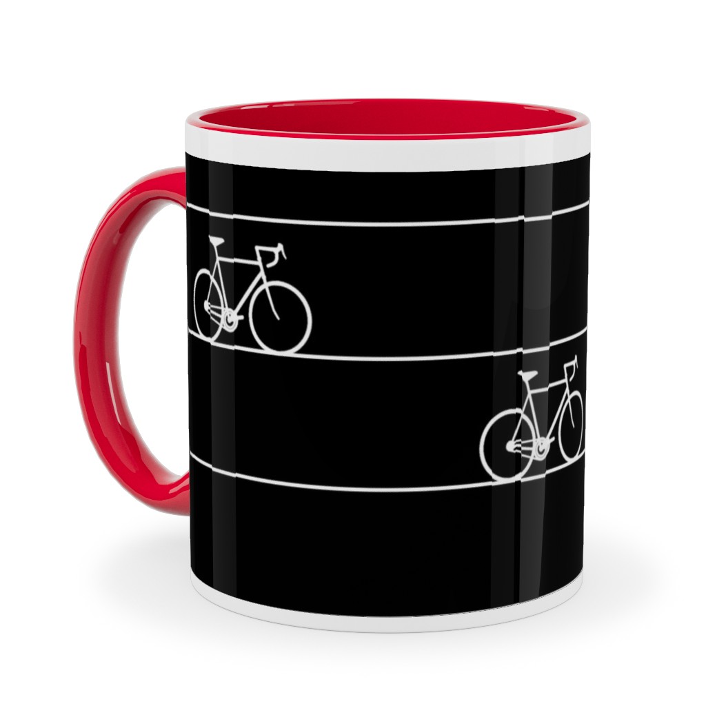 Biking Ceramic Mug, Red, , 11oz, Black, Black