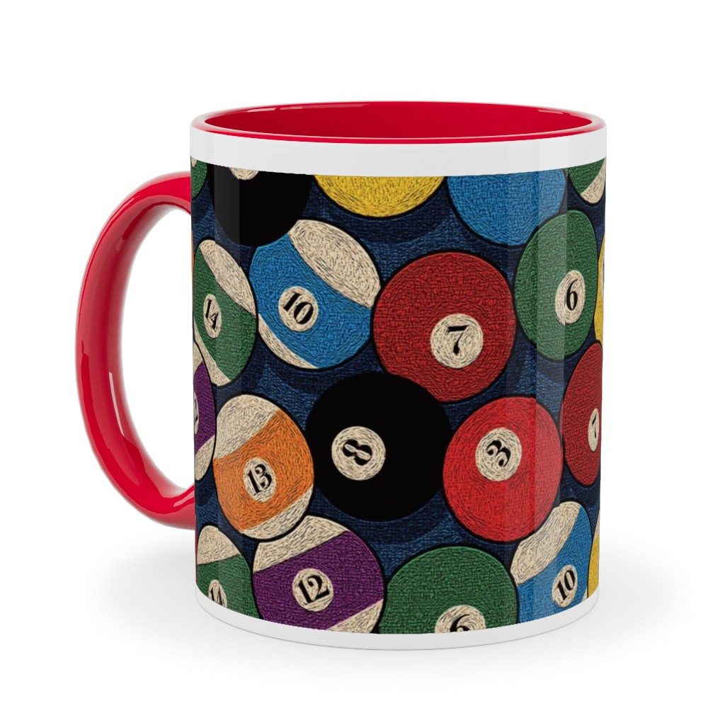 Billiard Bowls - Multi Ceramic Mug, Red, , 11oz, Multicolor