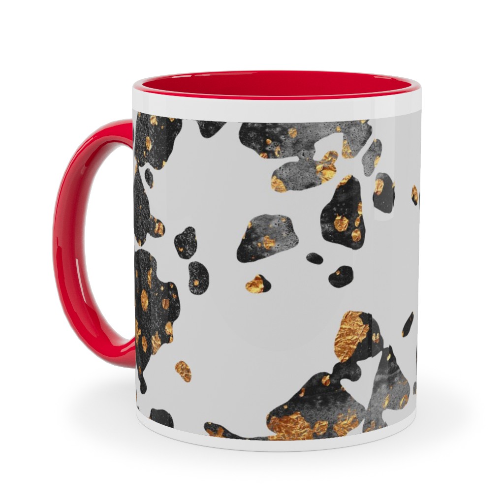 Gold Speckled Terrazzo Ceramic Mug, Red, , 11oz, Black, Black
