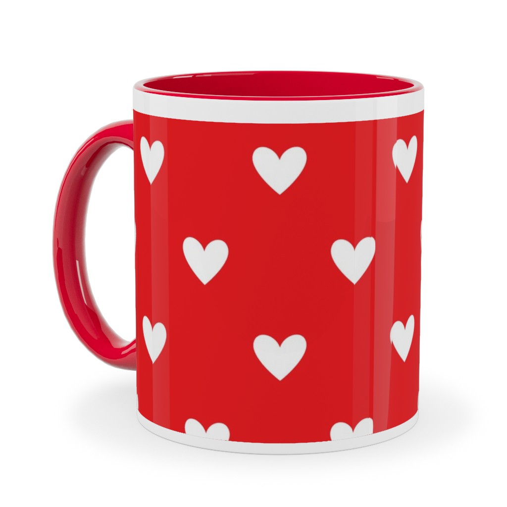 Love Hearts - Red Ceramic Mug, Red, , 11oz, Red, Red