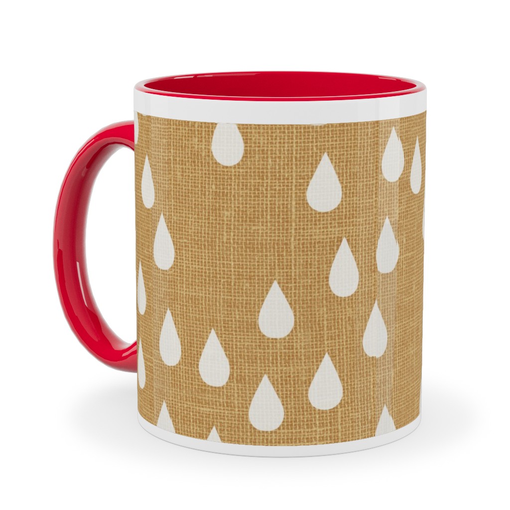 Scattered Rain Drops - Mustard Yellow Ceramic Mug, Red,  , 11oz, Yellow