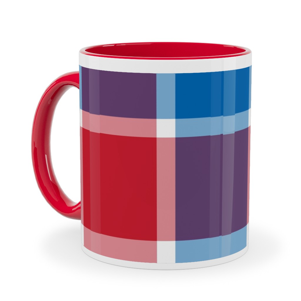 Independence Day Plaid - Multi Ceramic Mug, Red, , 11oz, Multicolor