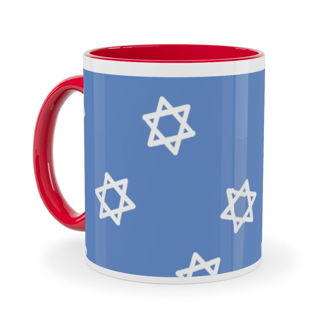 Star of David - White & Blue Ceramic Mug, Red, , 11oz, Blue, True Blue
