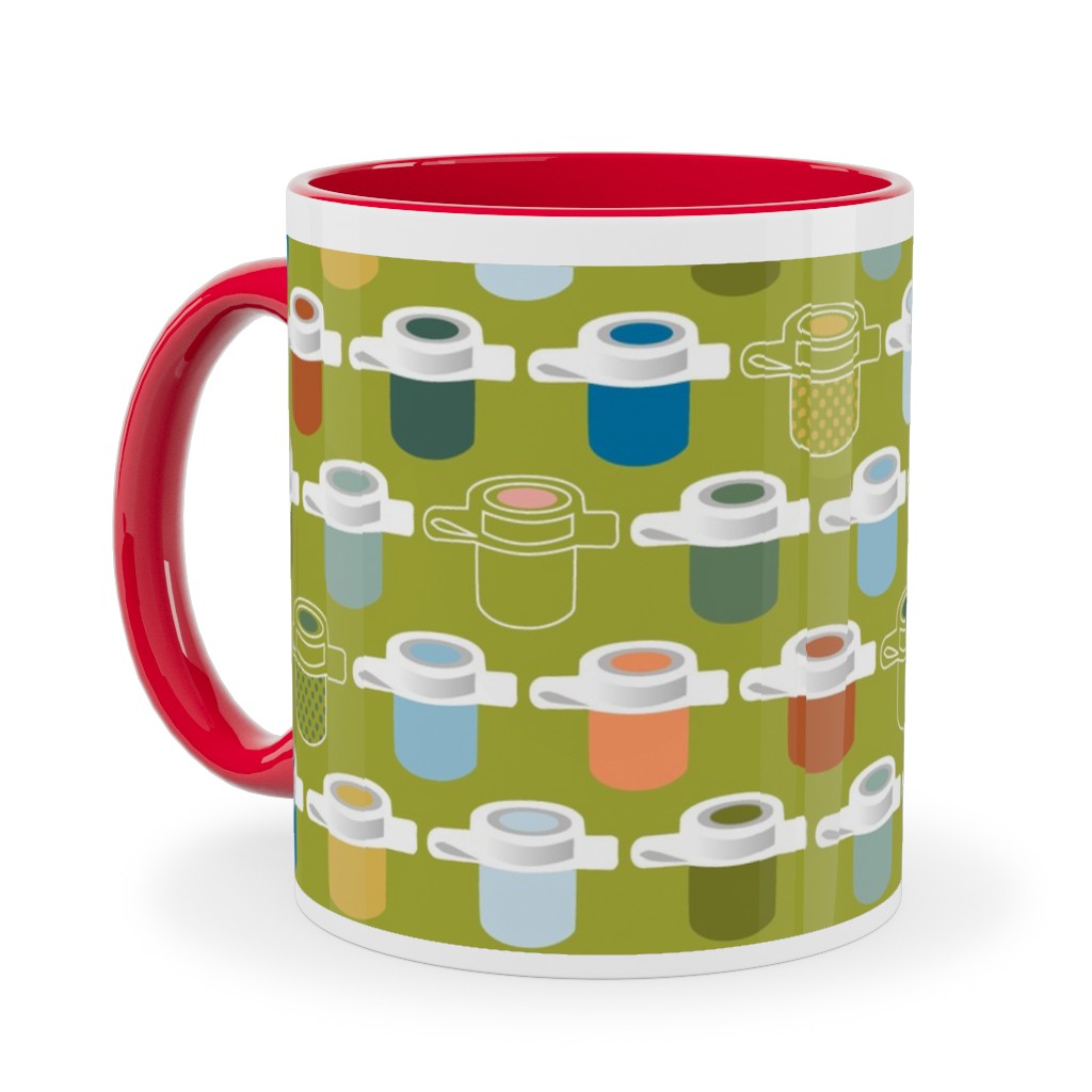 Paint Pots Ceramic Mug, Red, , 11oz, Green, Artichoke