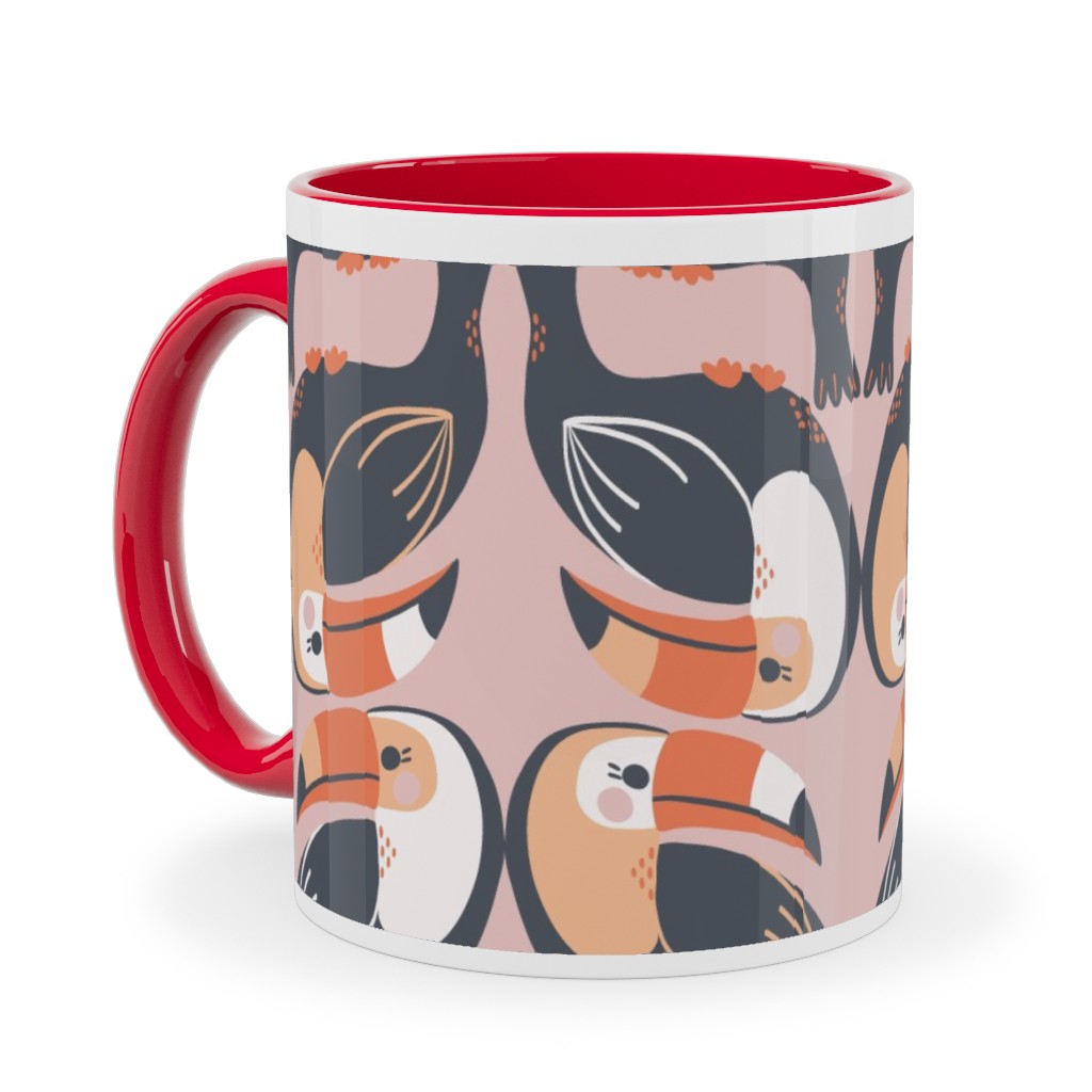 Toucan Stack - Pink Ceramic Mug, Red,  , 11oz, Pink