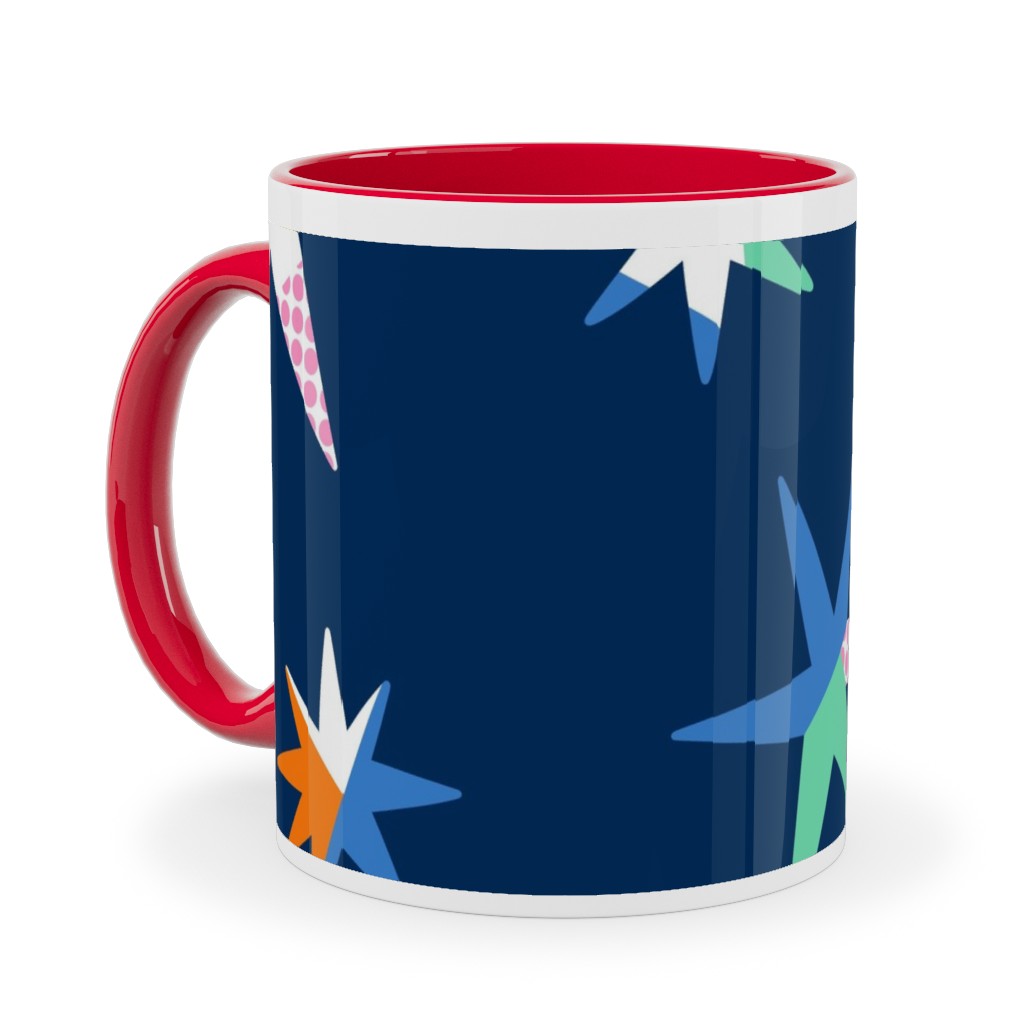 Modern Starry Sky - Blue Ceramic Mug, Red,  , 11oz, Blue