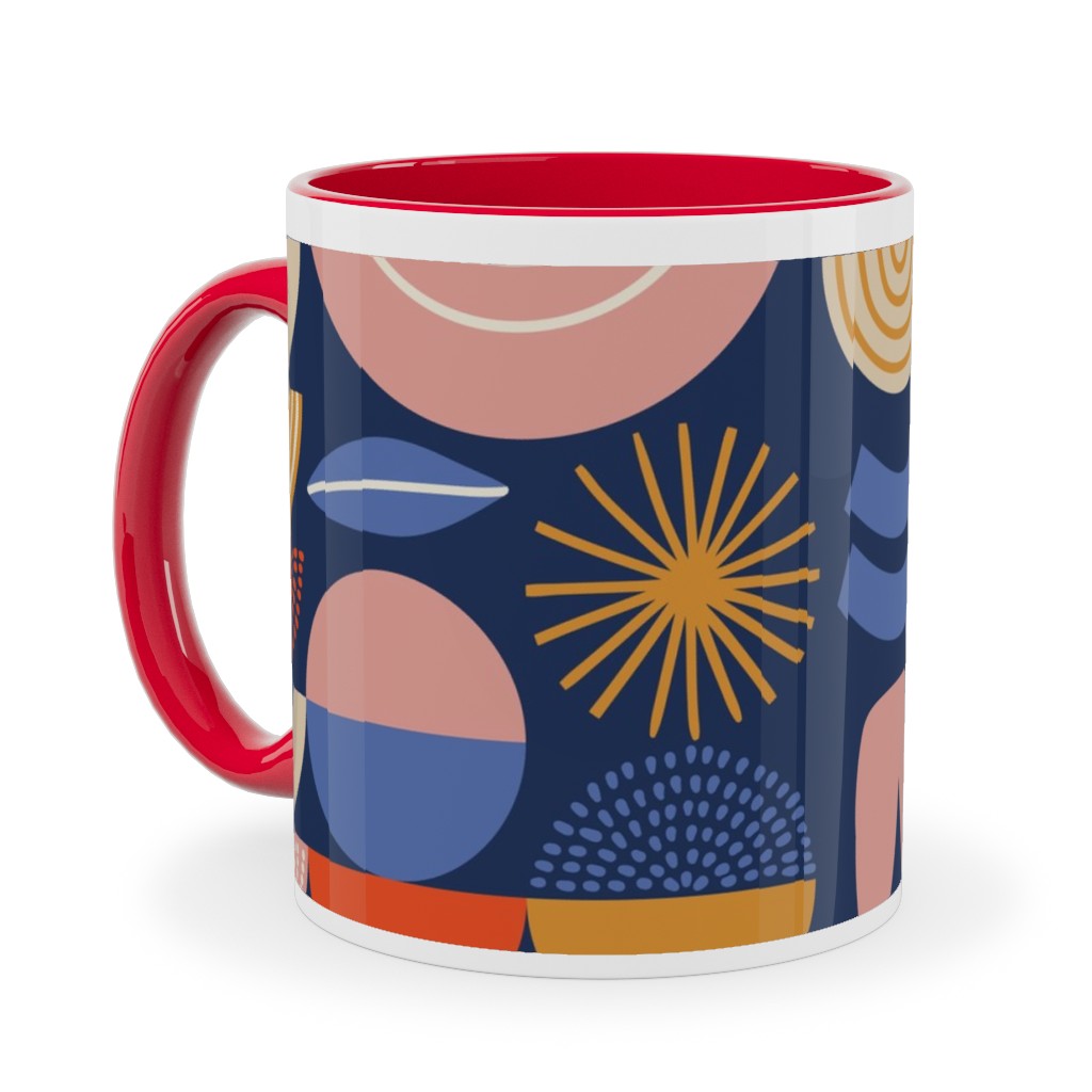 Colorful Geometry - Dark Ceramic Mug, Red,  , 11oz, Multicolor
