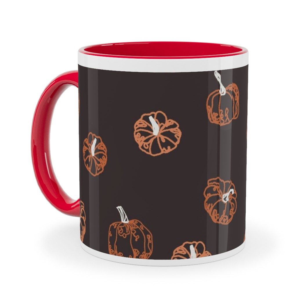Pumpkins Ceramic Mug, Red, , 11oz, Brown, Brown