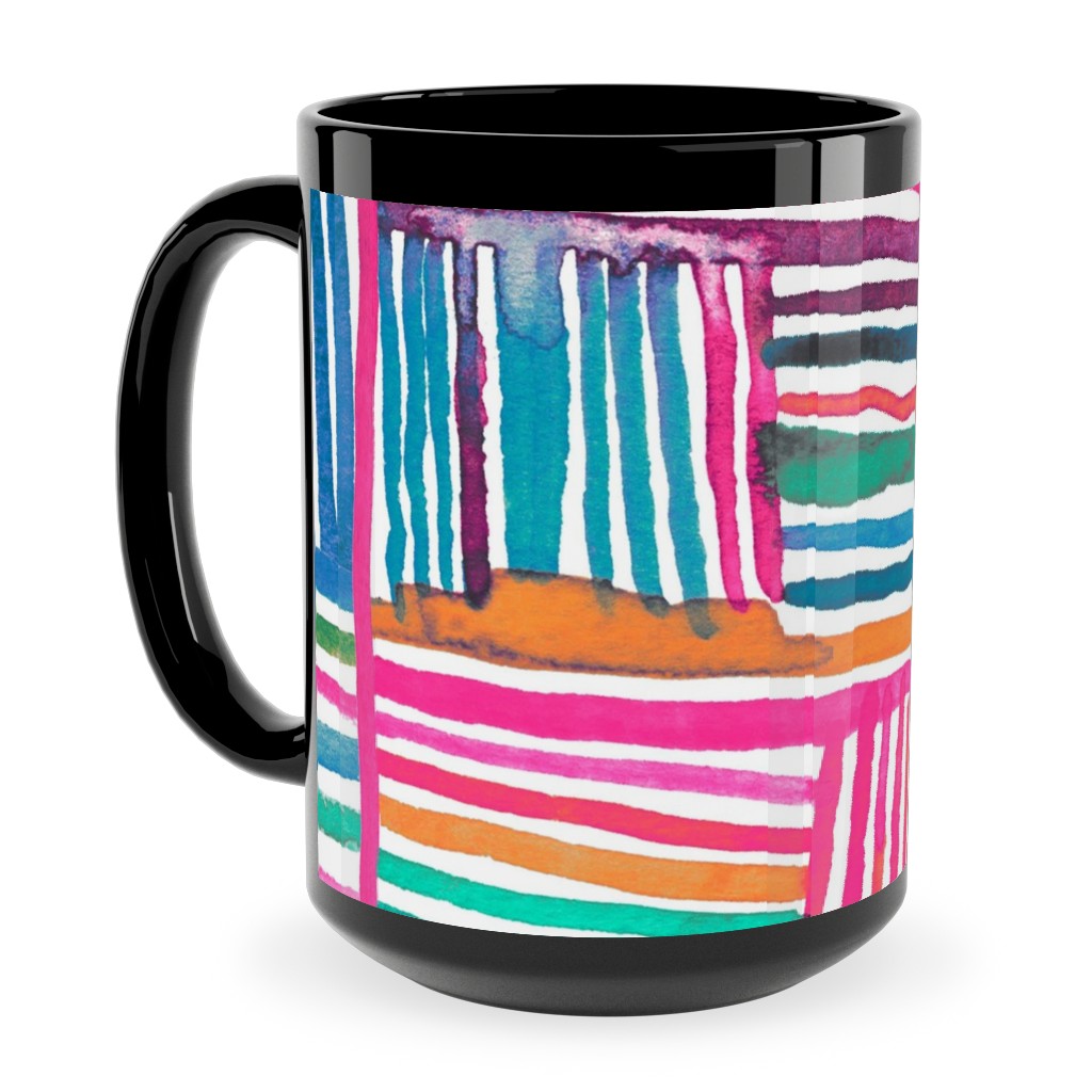 Linear Meditation Ceramic Mug, Black,  , 15oz, Multicolor