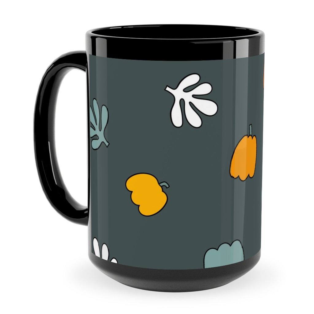 Autumn Harvest Vegetables - Dark Ceramic Mug, Black, , 15oz, Green, Classic Green