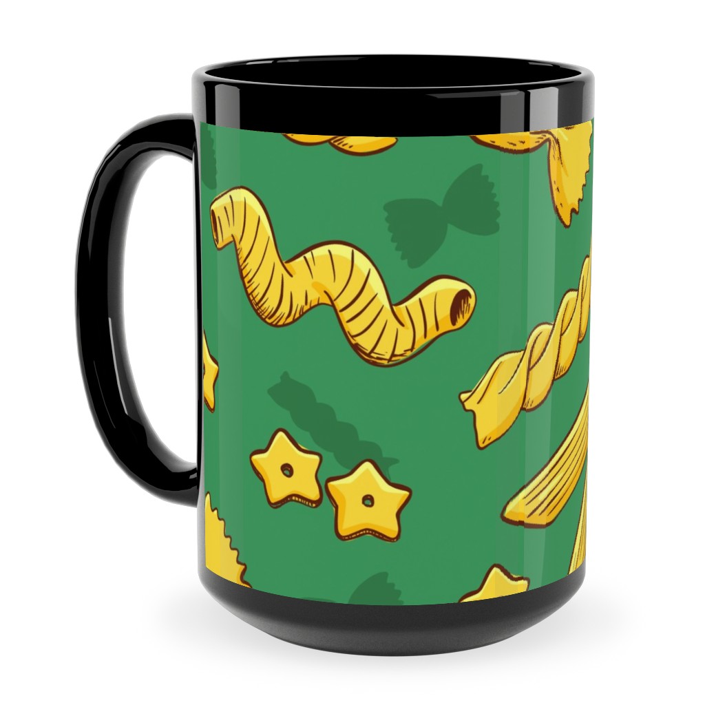 Pasta Ceramic Mug, Black, , 15oz, Green, Spearmint