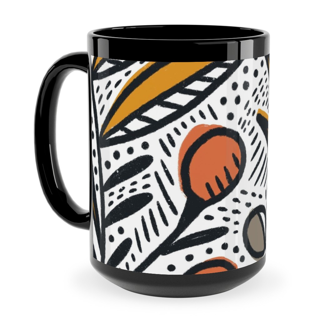 Rosa - Gold and Red Ceramic Mug, Black,  , 15oz, Multicolor