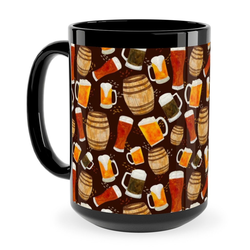 Beer Home Brew - Brown Ceramic Mug, Black,  , 15oz, Multicolor