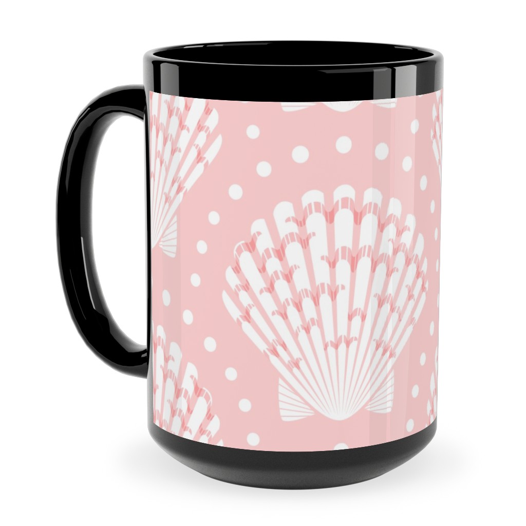 Pretty Scallop Shells - Pink Ceramic Mug, Black,  , 15oz, Pink