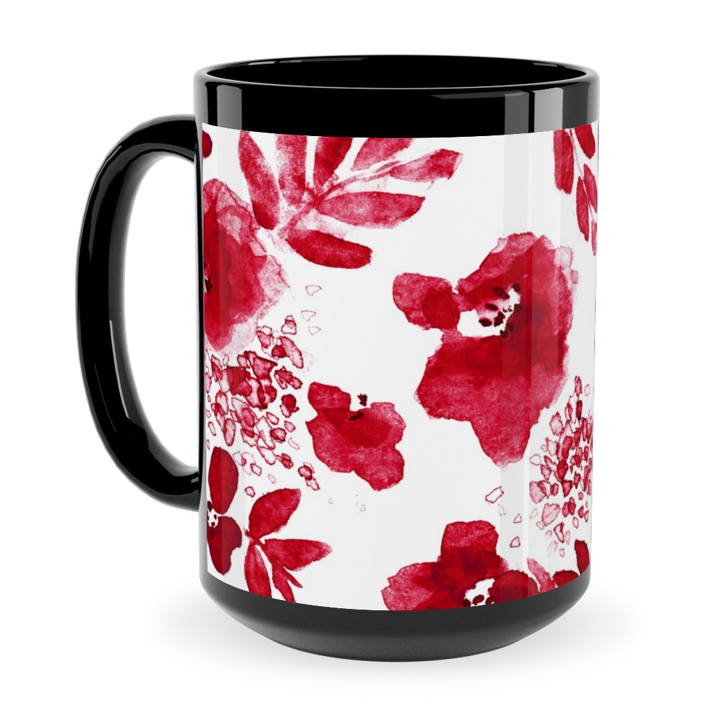Floret Floral - Red Ceramic Mug, Black,  , 15oz, Red