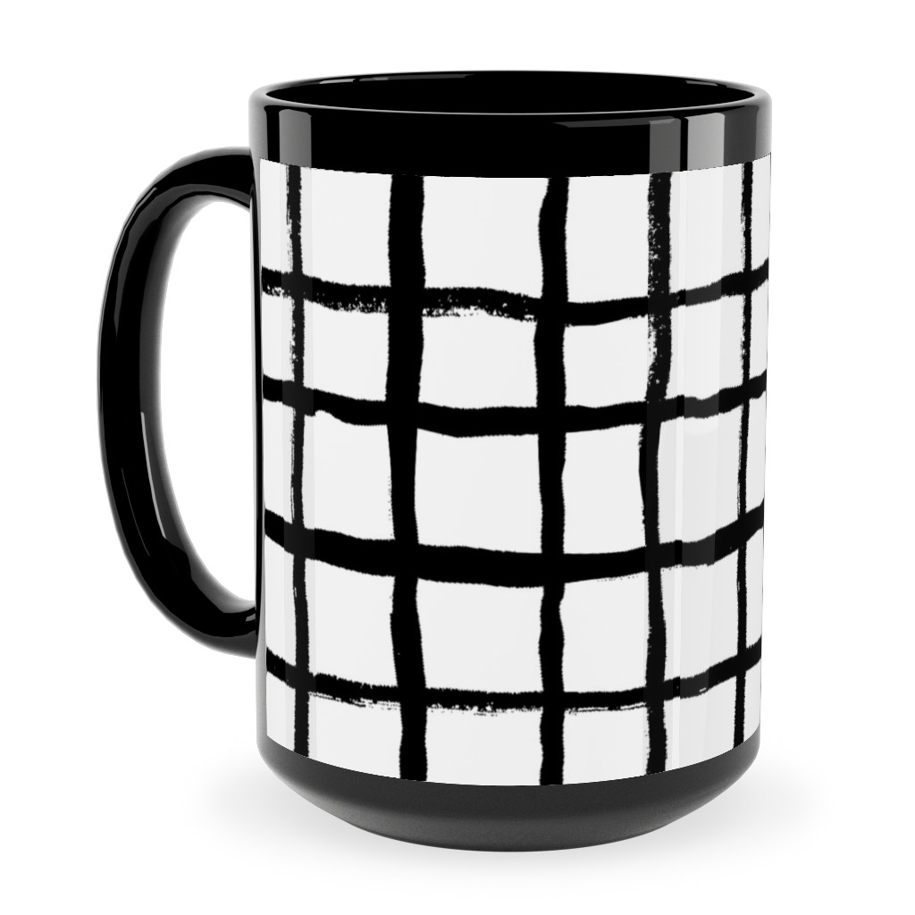 Simple Grid - Classic - Black and White Ceramic Mug, Black,  , 15oz, Black