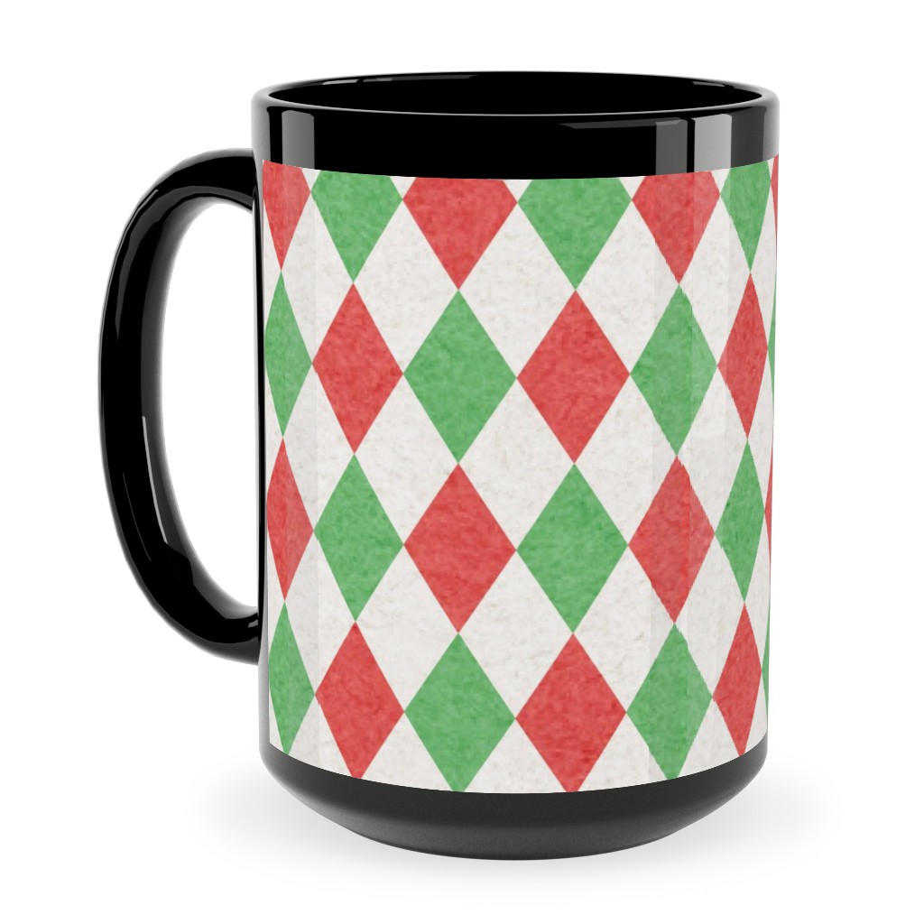 Christmas Diamonds Ceramic Mug, Black,  , 15oz, Multicolor