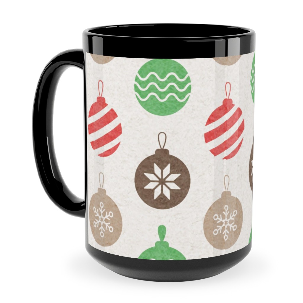 Christmas Ornaments Ceramic Mug, Black,  , 15oz, Multicolor
