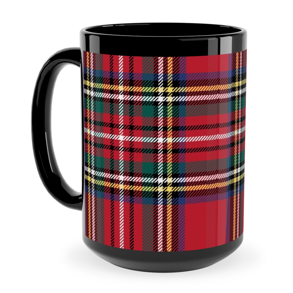 Royal Stewart Tartan Style Repeat Perfect for Christmas Ceramic Mug, Black,  , 15oz, Red