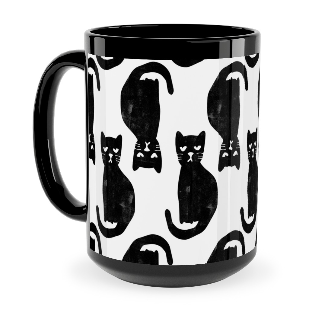 Black Cat Ceramic Mug, Black, , 15oz, Black, Black