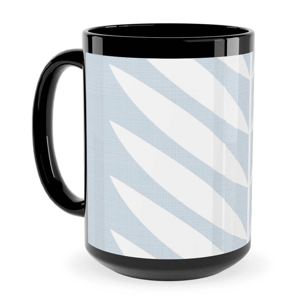 Laurel Leaf Stripe - Light Blue Ceramic Mug, Black,  , 15oz, Blue