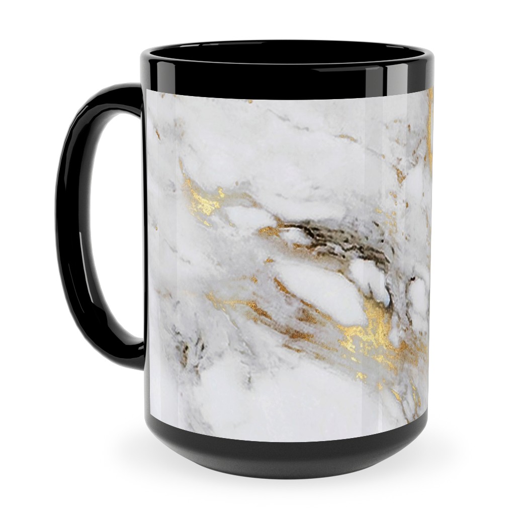 Gilded Marble - Gray Ceramic Mug, Black,  , 15oz, Gray